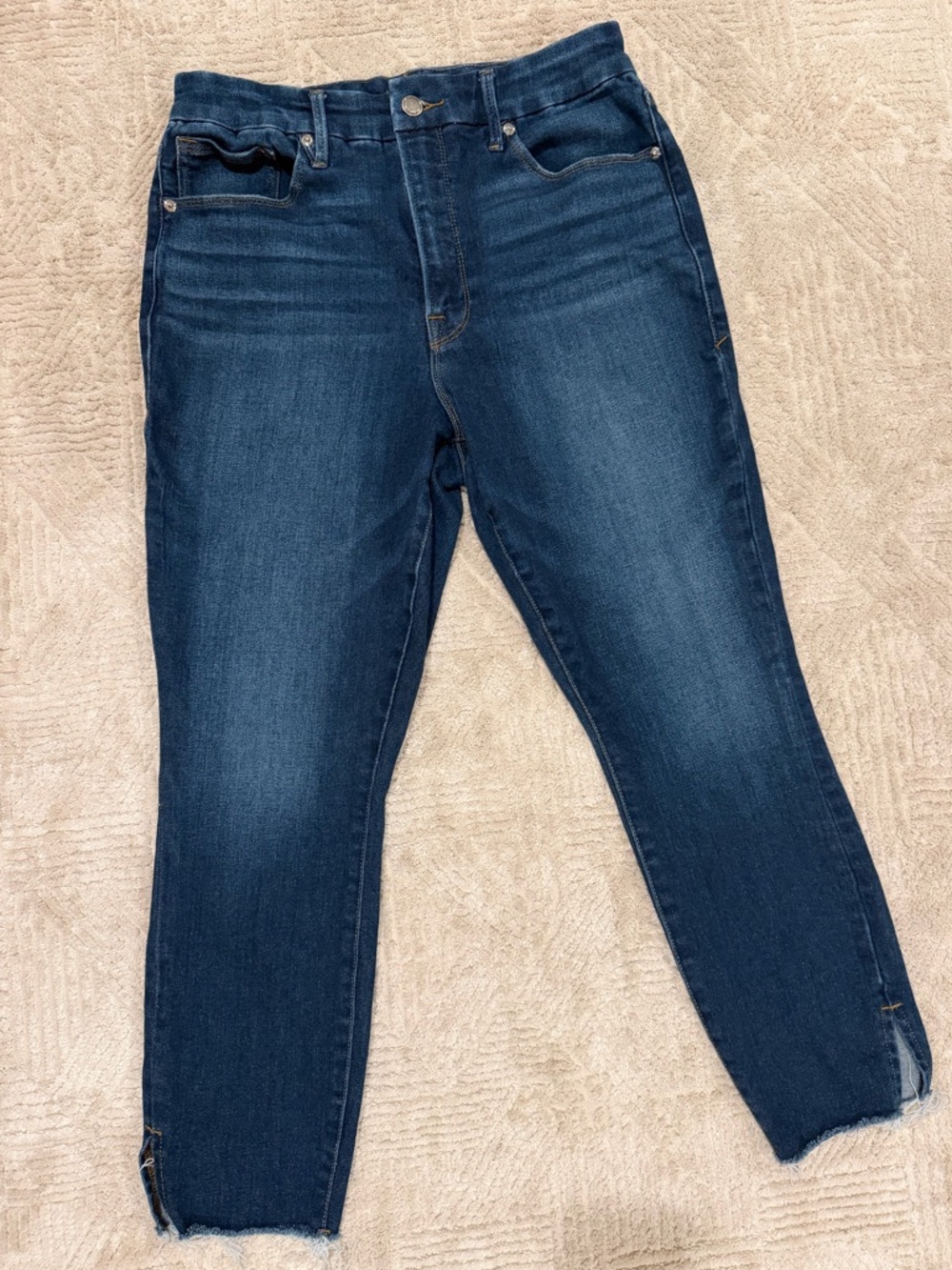 Good American Dark Indigo Cropped Ankle Jeans